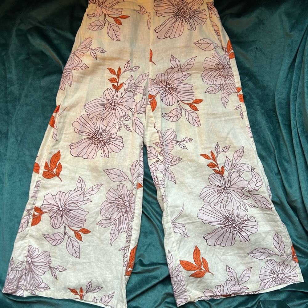 Casual RACHEL Rachel Roy Wide Leg Linen Pants with Floral Design Women’s Small